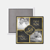 Toen & Nu Elegant Zwart en Goud 50e Bruiloft Magneet (Voorkant / Achterkant)