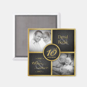 Toen & nu Elegant Zwart & Goud 10e bruiloft 2017 Magneet (Voorkant / Achterkant)