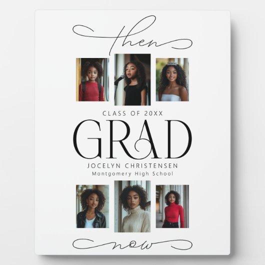 Toen & Nu Fotocollage Afstuderen Keepsake Fotoplaat (Voorkant)