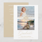 Toen & Nu Gold Lace Bloeiende Afstuderen Foto Kaart (Voorkant / Achterkant)