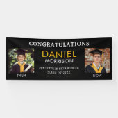 Toen & Nu Zwart Goud Foto Afstuderen Afstuderen Spandoek (Horizontaal)