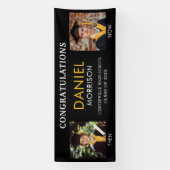 Toen & Nu Zwart Goud Foto Afstuderen Afstuderen Spandoek (Verticaal)