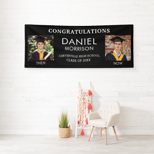 Toen & Nu Zwart Wit Foto Afstuderen Afstudeerder Spandoek (Insitu)