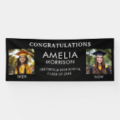 Toen & Nu Zwart Wit Foto Afstuderen Afstuderen Spandoek (Horizontaal)