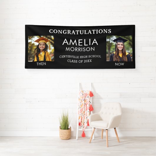 Toen & Nu Zwart Wit Foto Afstuderen Afstuderen Spandoek (Insitu)