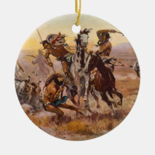 Toen Sioux en Blackfoot door Charles M. Russell we Keramisch Ornament