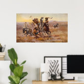 Toen Sioux en Blackfoot door Charles M. Russell we Poster (Thuiskantoor)