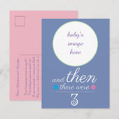 Toen waren er 3 baby-aankondigingspostkaarten. aankondigingskaart (Voorkant / Achterkant)