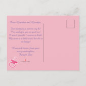 Toen waren er 3 baby-aankondigingspostkaarten. aankondigingskaart (Achterkant)