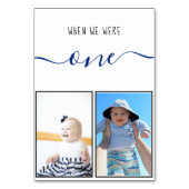 Toen we een moderne blauwe handschrift bruiloft wa kaart (Achterkant)