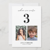 Toen we waren 3 kindertijd foto's 5x7 tafel nummer kaart (Voorkant)