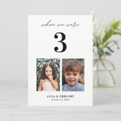Toen we waren 3 kindertijd foto's 5x7 tafel nummer kaart (Staand voorkant)