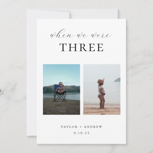 Toen we waren foto bruiloft tafel nummer kaart (Voorkant)