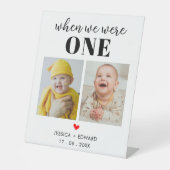 Toen we waren leeftijd foto's tafel nummer modern  reclamebord met voetstuk (Voorkant)