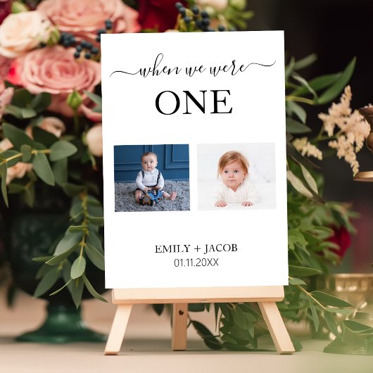 Toen we waren leeftijd moderne bruiloft receptie f kaart