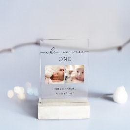 Toen we waren leeftijd trouwtafel nummer teken acryl uitnodigingen