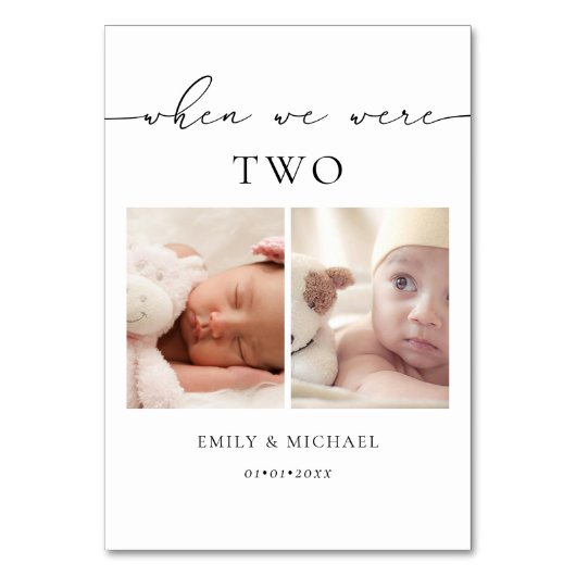 Toen we waren leeftijd trouwtafel nummer teken kaart (Voorkant)