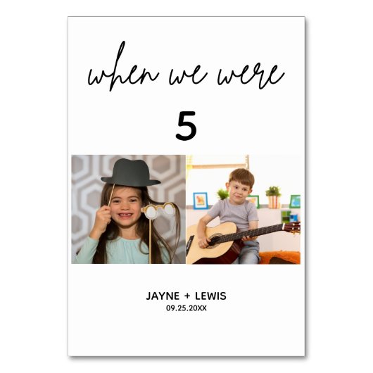 Toen we waren leeftijd trouwtafel nummer tekenen kaart (Achterkant)