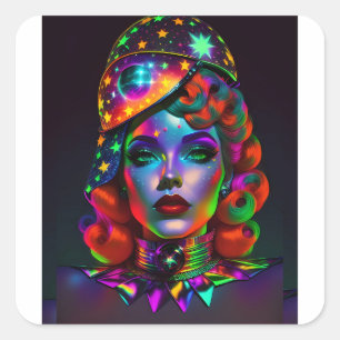 Toen zwart op rood landde - Ken Gage Art Vierkante Sticker