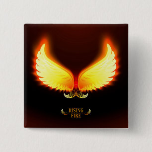 Toenemende brand - Phoenix Wings Vierkante Button 5,1 Cm