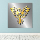 Toenemende gouden Flames van Phoenix Gold met scha Canvas Afdruk (Insitu (Houten vloer))