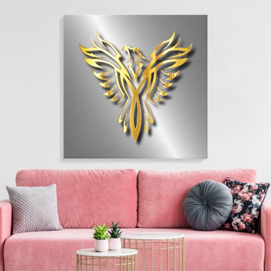 Toenemende gouden Flames van Phoenix Gold met scha Canvas Afdruk (Insitu (Woonkamer))