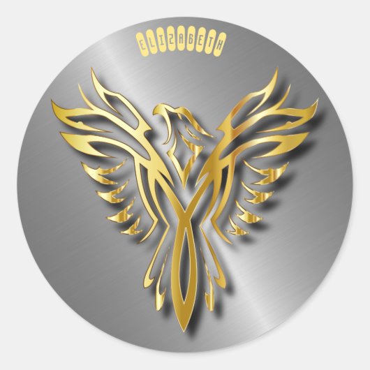 Toenemende gouden Flames van Phoenix Gold met scha Ronde Sticker (Voorkant)