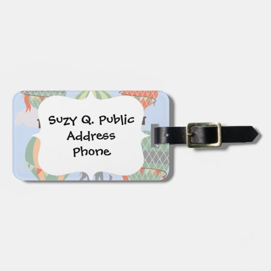 Toenemende luchtballonnetjes met luchtlephant bagagelabel (Voorkant horizontaal)