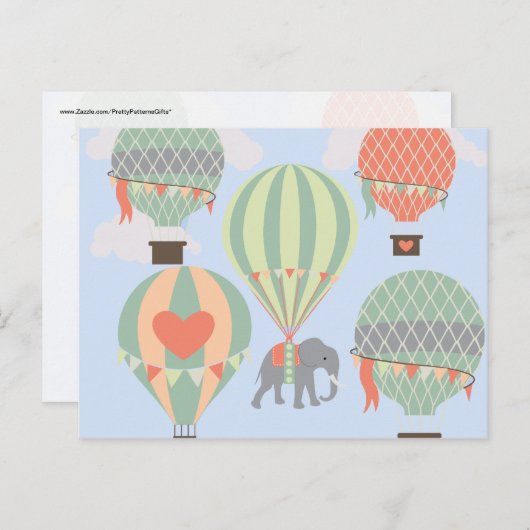 Toenemende luchtballonnetjes met luchtlephant briefkaart (Voorkant / Achterkant)