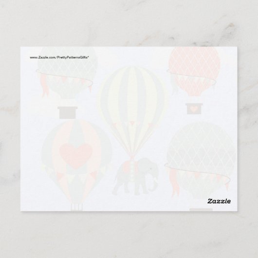 Toenemende luchtballonnetjes met luchtlephant briefkaart (Achterkant)