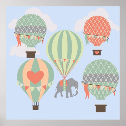 Toenemende luchtballonnetjes met luchtlephant poster (Voorkant)