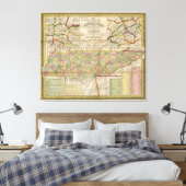 Toennessee-kaart (1851) canvas afdruk (Insitu (Slaapkamer))