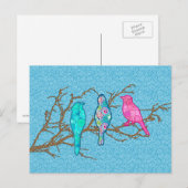 Toepasselijke vogels op een bijkantoor, Sky Blue M Briefkaart (Voorkant / Achterkant)