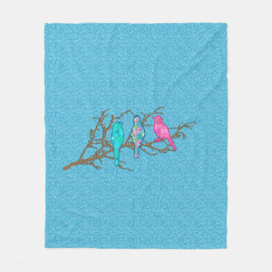 Toepasselijke vogels op een bijkantoor, Sky Blue M Fleece Deken