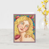 TOEPASSEN EN BIBLICAL FOLK ART NOTE KAART Blank (Gele Bloem)