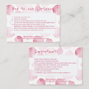 Toepassingsinstructies voor lippenproductdistribut visitekaartje