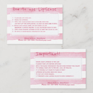 Toepassingsinstructies voor lippenproductdistribut visitekaartje