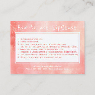 Toepassingsinstructies voor lippenproductdistribut visitekaartje