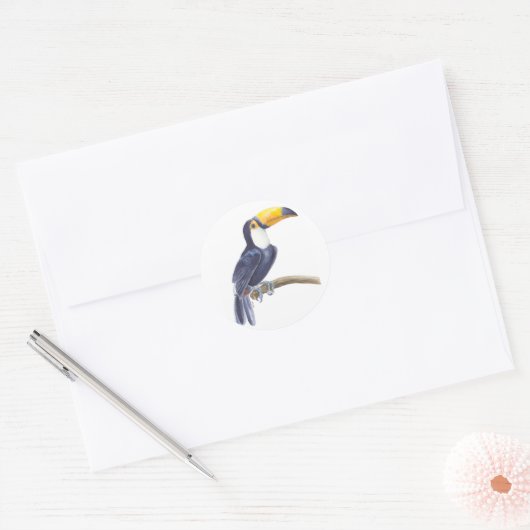 Toerasbare tropische vogel ronde sticker (Envelop)