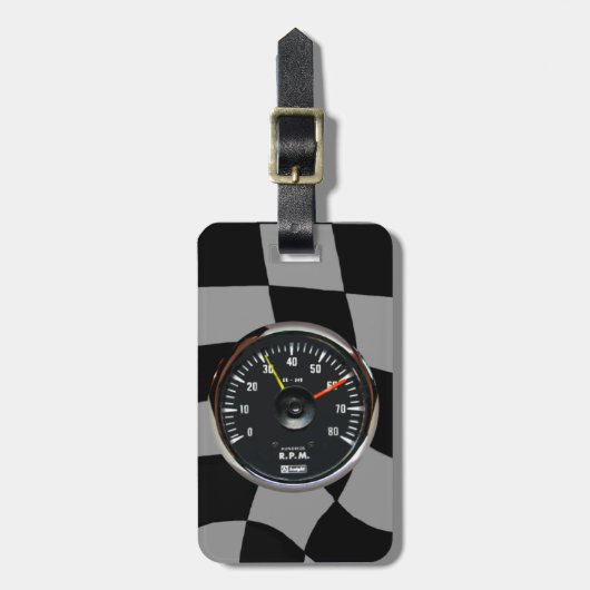 Toerenteller voor oldtimer autoraces bagagelabel (Voorkant verticaal)