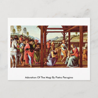Toergering van de Magi door Pietro Perugino Briefkaart