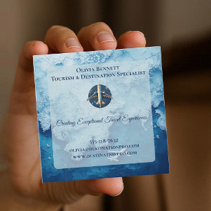 Toerisme Beroeps- Blauwe Zee Kaart Bedrijfslogo QR Vierkante Visitekaartje