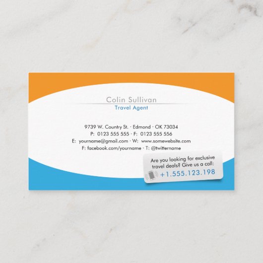 Toerisme | Reisagent Visitekaartje (Achterkant)