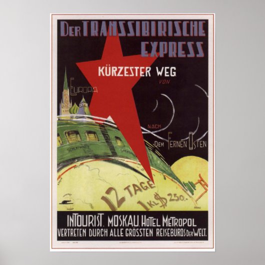 Toerisme. Transsiberische express USSR 1930 Poster (Voorkant)