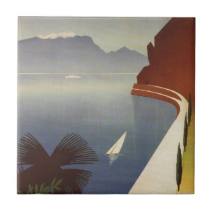 Toerisme van het  meer van Garda Riva Torbole Ital Tegeltje