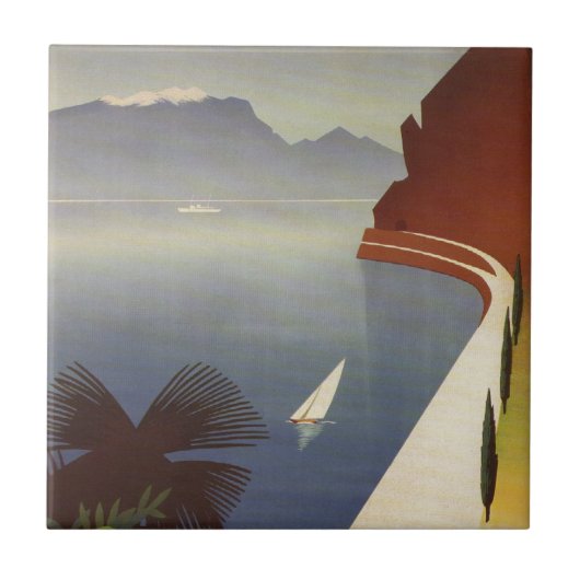 Toerisme van het  meer van Garda Riva Torbole Ital Tegeltje (Voorkant)