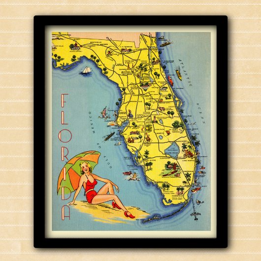  Toerismekaart Florida 1947 Poster