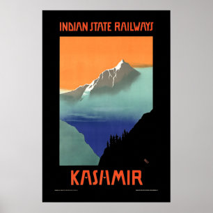 Toerismereizen in Kasjmir  Art Deco India Poster