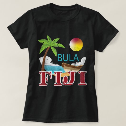 Toerist en Native Fiji Bula  Grunge Vacati T-shirt (Design voorkant)