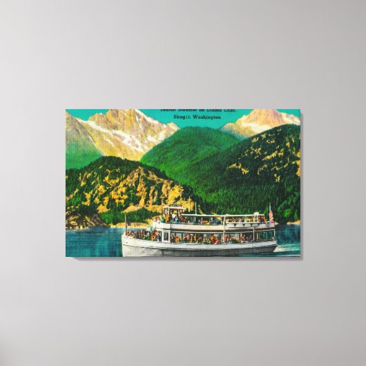Toerist Steamer op het Diablo-meer, Skagit Canvas Afdruk (Voorkant)
